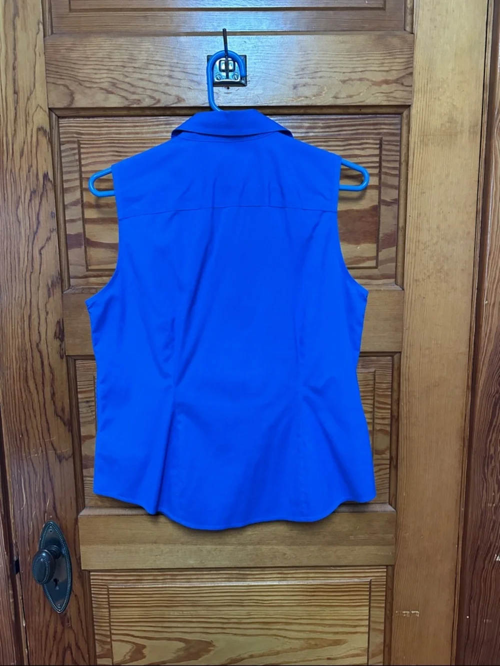 Talbots Sleeveless Button-Front Blouse in Bright Blue - Picture 4 of 5